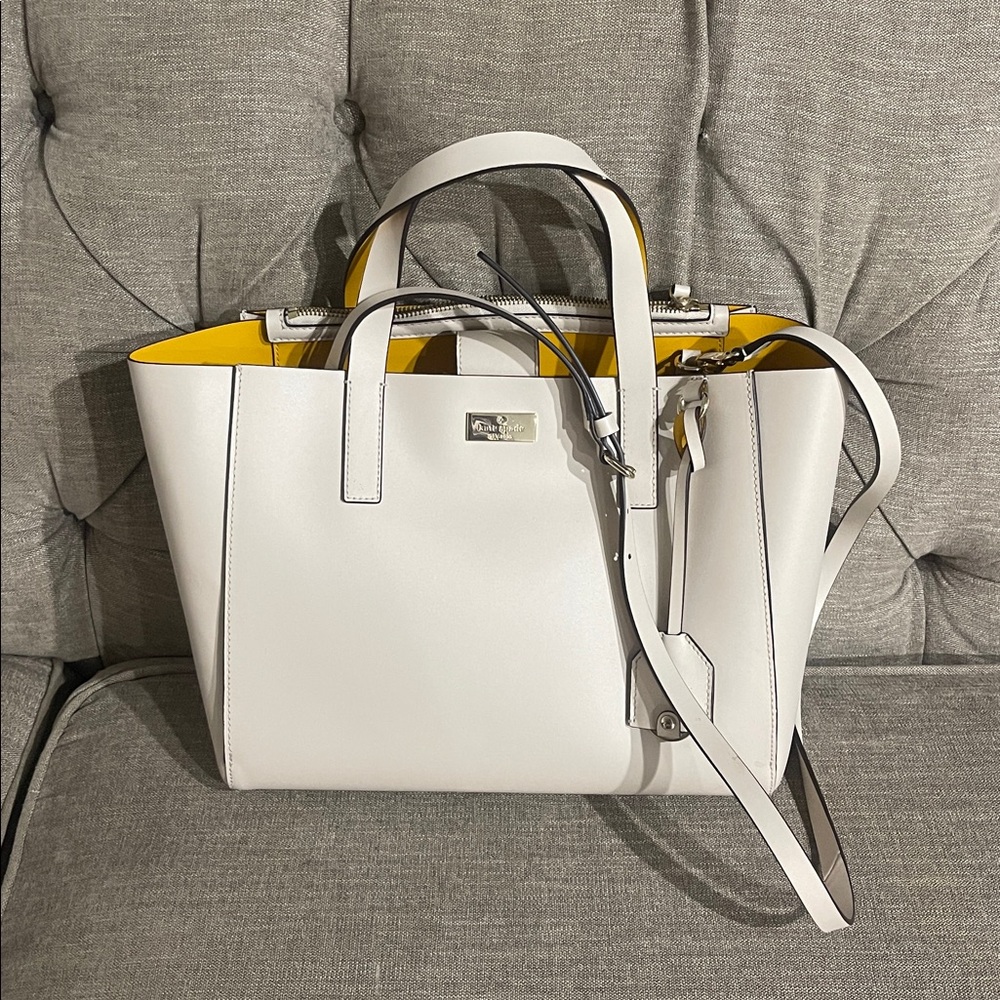 Kate Spade Cream and Yellow Tote Bag
